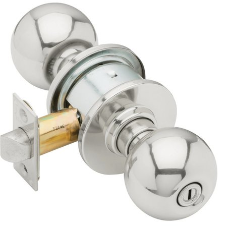 SCHLAGE Grade 2 Privacy Cylindrical Lock, Orbit Knob, Non-Keyed, Bright Chrome Finish, Non-handed A40S ORB 625